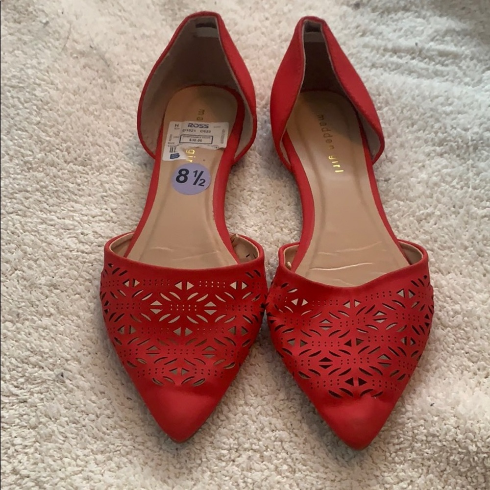 Madden girl red slip on with pointed toe